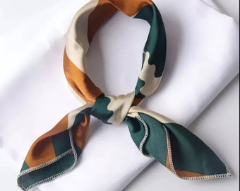 Silk-feel Satin scarf, Elegant Square scarf,hair tie,head band,neck scarf.