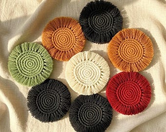 Crochet Coasters Set of 4 - Handmade Cotton Boho Decor