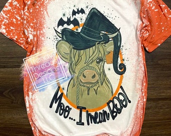 Moo I mean boo shirt | Halloween shirt | bleached shirt | cow shirt | Halloween cow shirt