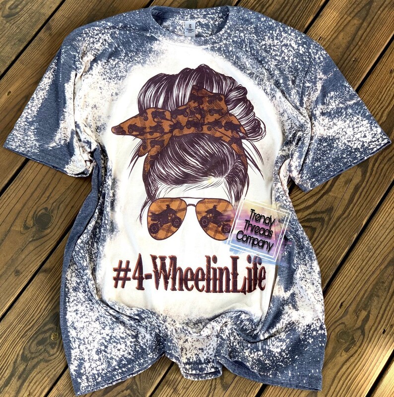 4 wheelin life shirt 4 wheeler shirt bleached shirt image 1