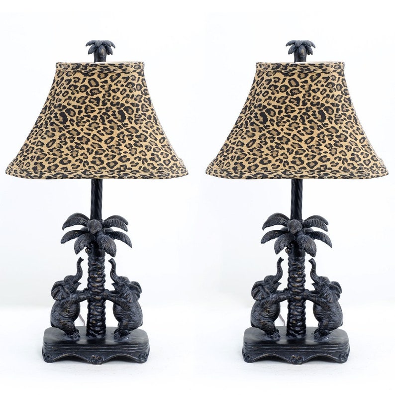 Safari Style Decor Pair of Elephants Table Lamps-23''H afbeelding 1