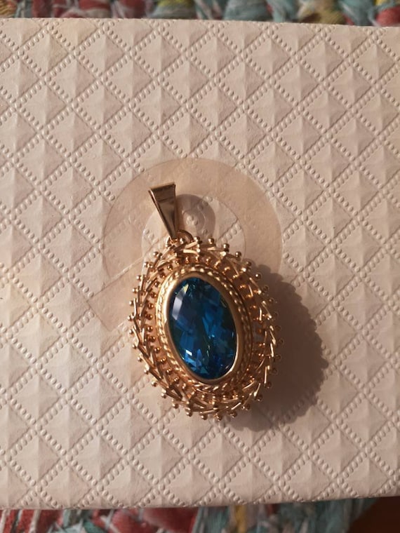 Vintage Imperial Gold Ornate Blue Topaz 14k gold … - image 4