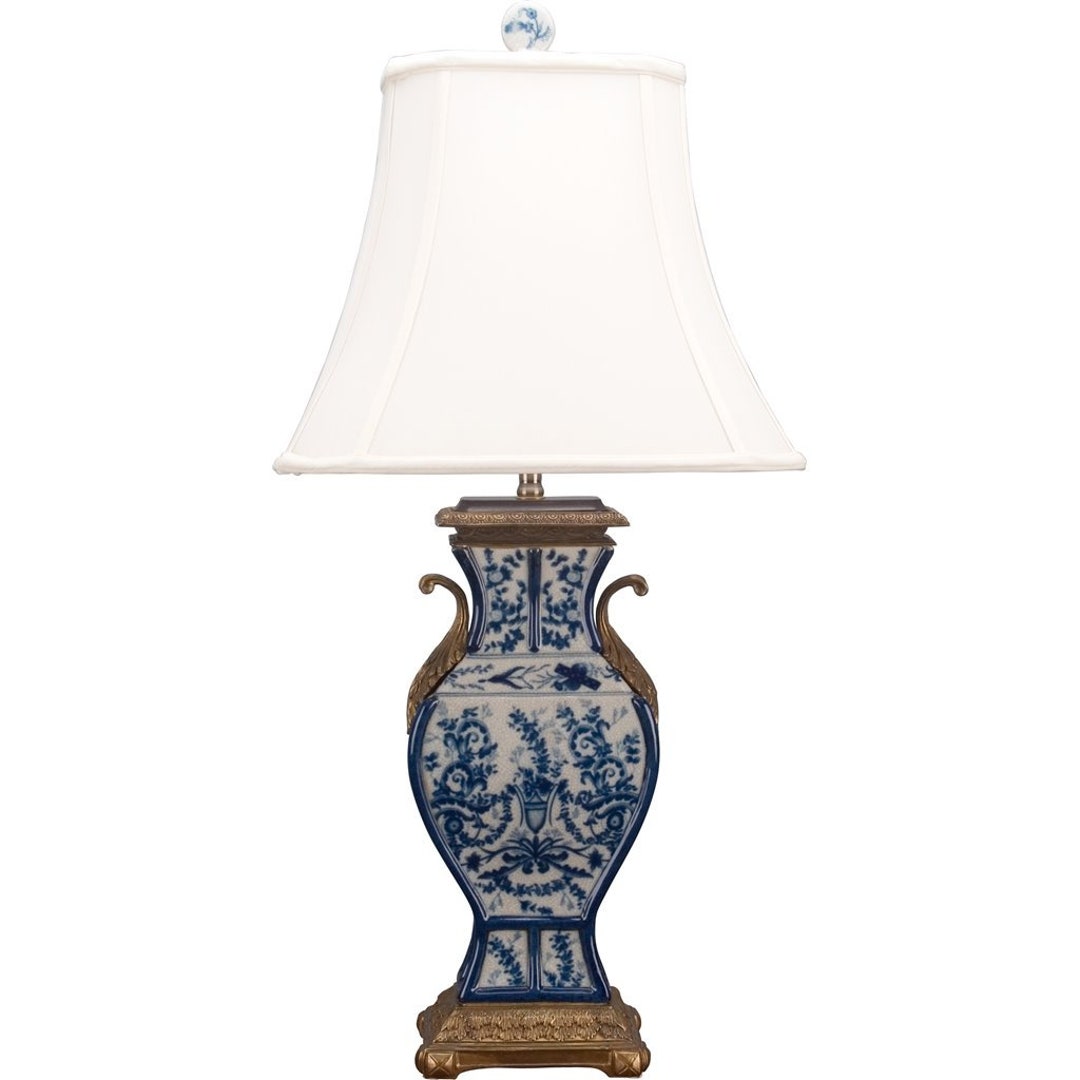 Azure Casey Porcelain Vase Style Lamp With Bronze Etsy