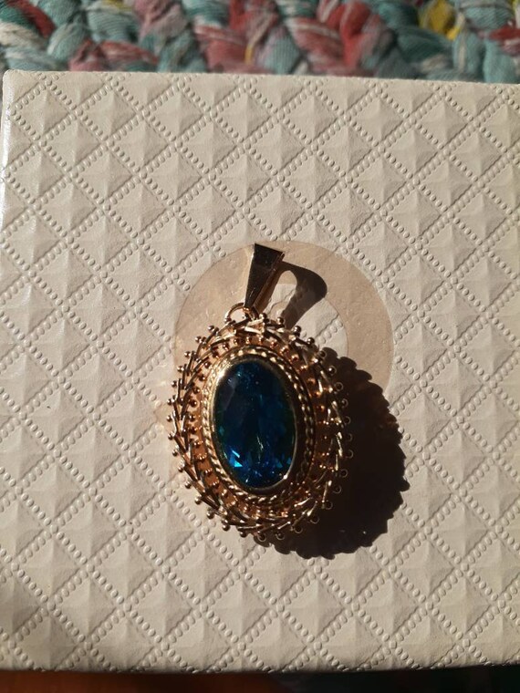 Vintage Imperial Gold Ornate Blue Topaz 14k gold … - image 6