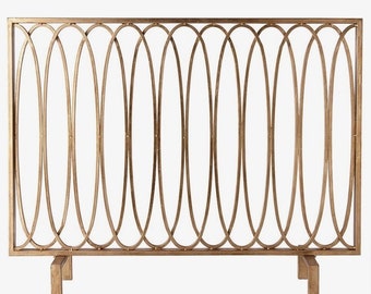 Antique Gold Iron Oval Loop Fireplace Screen-40" x 31"H