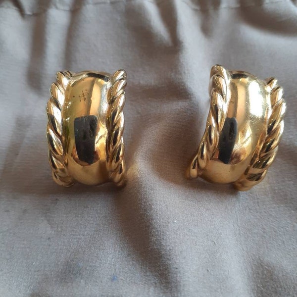 Vintage 14K gold half hoop J Earrings