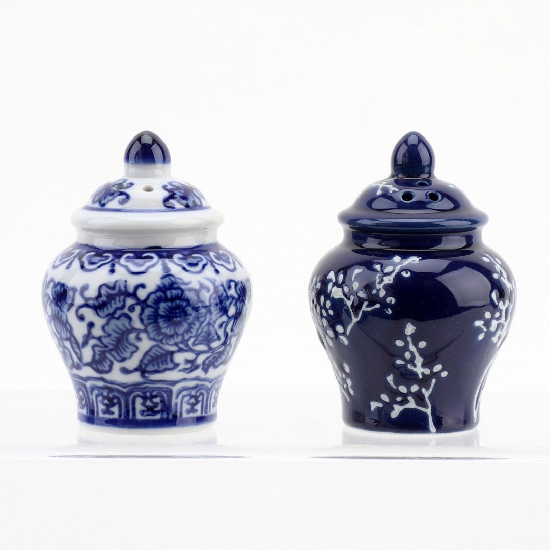 Salt & Pepper Shakerschinoiserie Porcelain Blue/white Jars Etsy