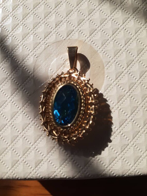 Vintage Imperial Gold Ornate Blue Topaz 14k gold … - image 5