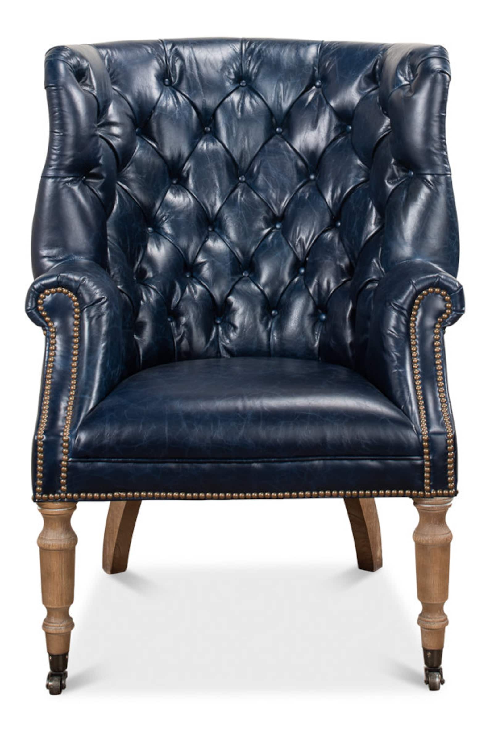 Vintage Blue Leather Accent Chair Etsy