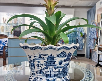 Blue Willow Porcelain Planter