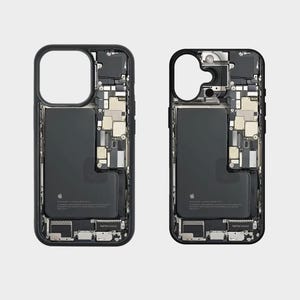 Coque unique pour iPhone 13 14 15 16, PCB interne iPhone, circuits, circuit imprimé, composants, carte mère, technique, accrocheur.