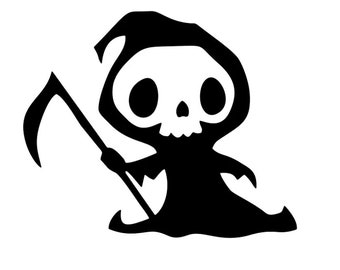 Grim Reaper sticker, gothic cartoon death sticker, gift, vinyl decal