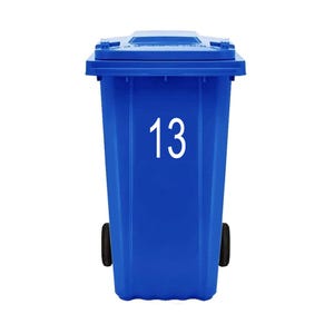 Wheelie Bin House Number Sticker: Weatherproof Vinyl Decal (x4)