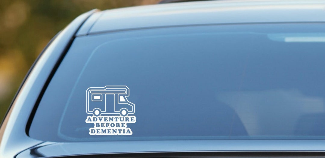 Autocollant Humour 'On An Adventure Before Dementia' - 130x120 Mm, Vinyle, Pour Camping-car/van - 9