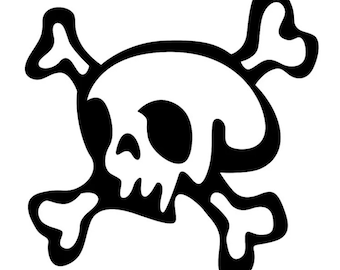 Cartoon skull sticker, goth sticker, vinyl decal, rock music