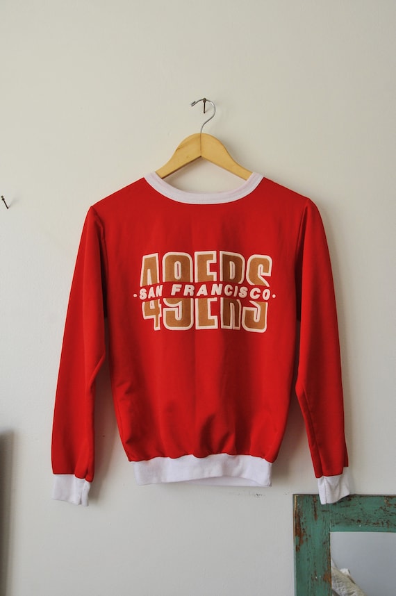 vintage red san francisco 49ers sweater with white