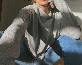 light brindle gray, mock knit turtleneck - very soft, warm long sleeve sweater