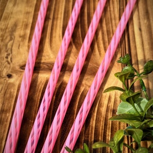 11&quot; Pink Swirl Reusable Plastic Straw, ADD ON ONLY, BumbleBellsDesigns