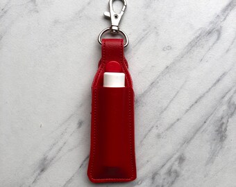 Horror movie characters faux leather chapstick holder keychain
