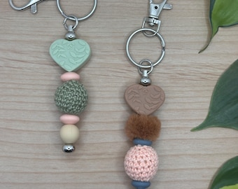 Handcrafted Beaded Keychain with Charm (5.5" Long)