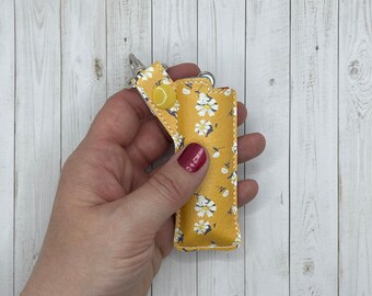 Yellow Flowers, Lighter Holder Case, Fits BIC Standard size, Gift for Her, Gift for Him, Lighter Cover, Keychain