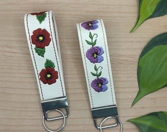 Embroidered Flowers Keychain