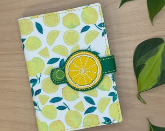 Reusable Mini Composition Notebook Cover, Lemon Print, Included Notebook