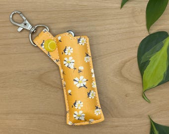 Yellow Flowers, Lighter Holder Case, Fits BIC Standard size, Gift for Her, Gift for Him, Lighter Cover, Keychain