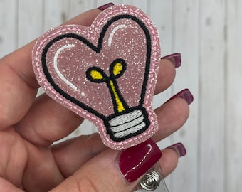 Heart Light-Feltie Retractable Badge Reel Holder, Felt Name Badge, ID Badge Holder Retractable Reel