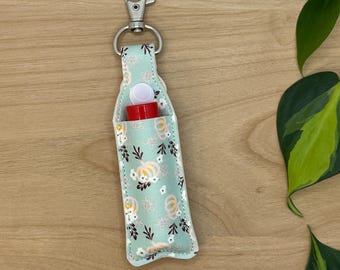 Floral Pumpkin Lip Balm Holder Keychain