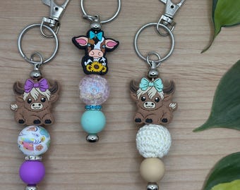 Handcrafted Beaded Keychain with Charm (5.5" Long)