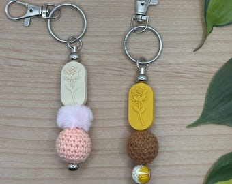 Handcrafted Beaded Keychain with Charm (5.5" Long)