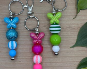 Handcrafted Beaded Keychain with Charm (5.5" Long)