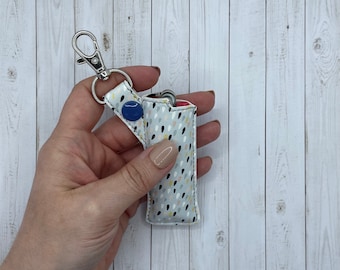 Lighter Holder Case, Fits BIC Standard size, Gift for Her, Gift for Him, Lighter Cover, Keychain, Blue drops