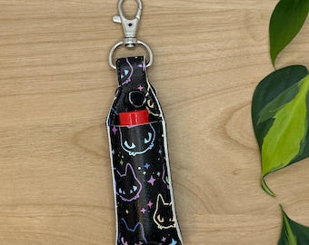Black Cats Lip Balm Holder Keychain