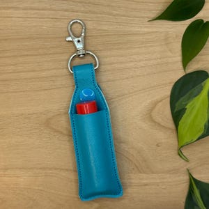 Lip Balm Holder, Chapstick Holder Keychain, Lip Balm Pouch, Keychain, Aqua