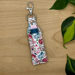 Lip Balm Holder, Chapstick Holder Keychain, Lip Balm Pouch, Keychain, Hearts