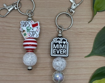 Handcrafted Beaded Keychain with Charm (5.5" Long)