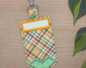 Vertical ID Badge Holder, Pencil Embroidery, Lanyard Accessory