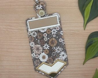 Vertical ID Badge Holder, Pencil Embroidery, Lanyard Accessory