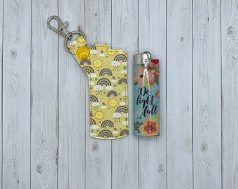 Yellow Rainbows Lighter Holder Case, Fits BIC Standard size, Gift for Her, Gift for Him, Lighter Cover, Keychain