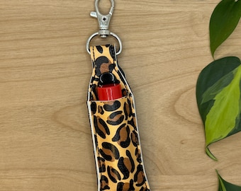 Animal Print Lip Balm Holder Keychain
