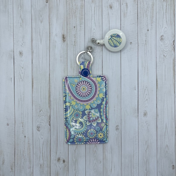 ID Badge Holder, Badge Holder, Id Holder, Vertical ID Holder, ID Card Protector Case, Lanyard Accessory, Paisley