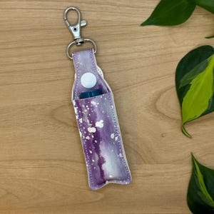 Lip Balm Holder, Chapstick Holder Keychain, Lip Balm Pouch, Keychain, Purple