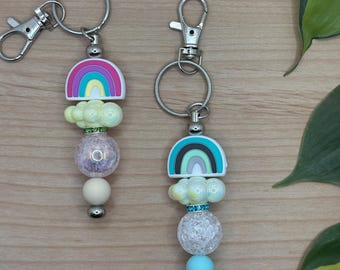Handcrafted Beaded Keychain with Charm (5.5" Long)