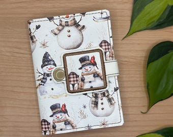 Snowman Mini Composition Book Cover, Refillable Notebook (Includes Book)