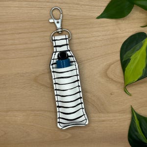 Lip Balm Holder, Chapstick Holder Keychain, Lip Balm Pouch, Keychain, Black Lines