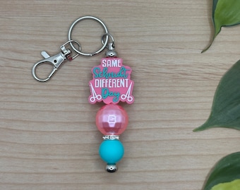 Handcrafted Beaded Keychain with Charm (5.5" Long)