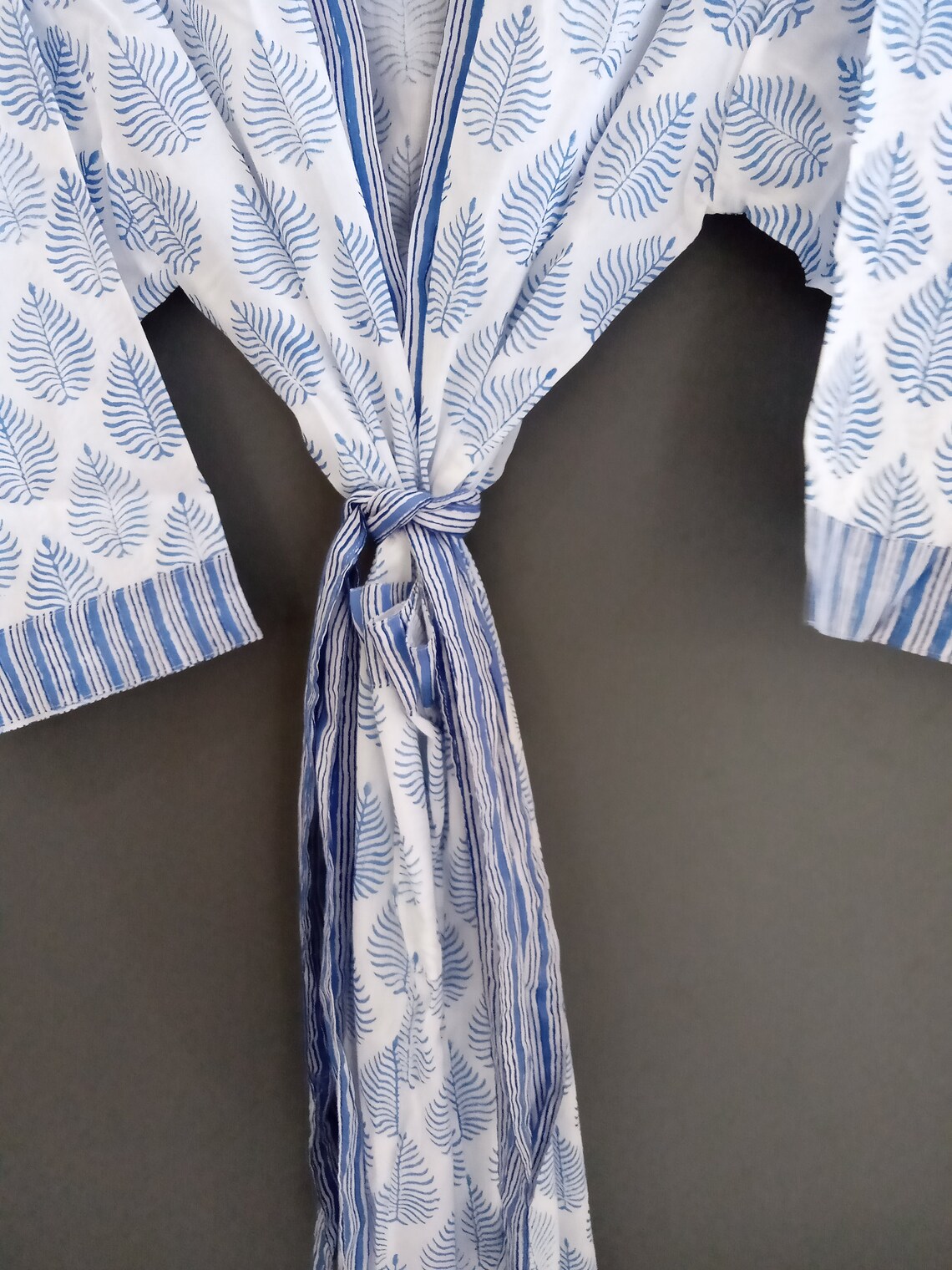 Kimono Robe 100 Light Organic Cotton Dressing Gown Hand Etsy