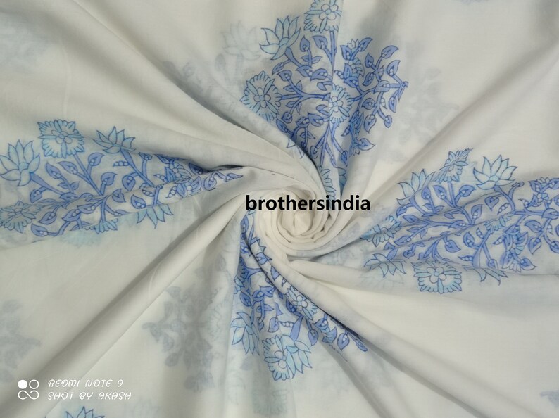 ndian handblock print Fabric Cotton Multi Floral Jaipuri Fabric Indian Handmade Flower Print Cotton Hand Block Dress Making Fabric